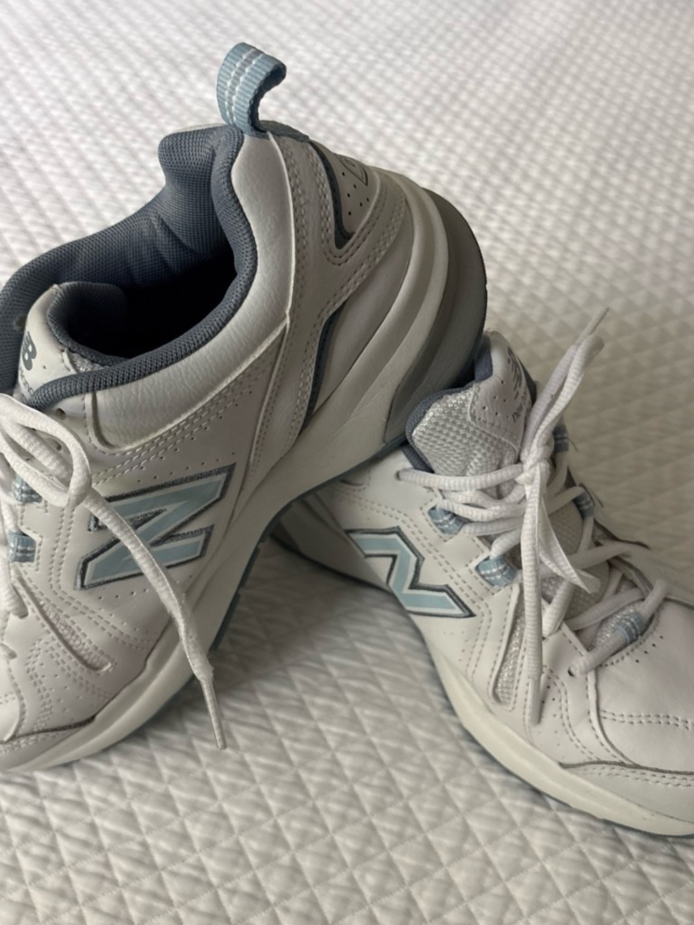 New Balance White & Light Blue Walking Sneakers